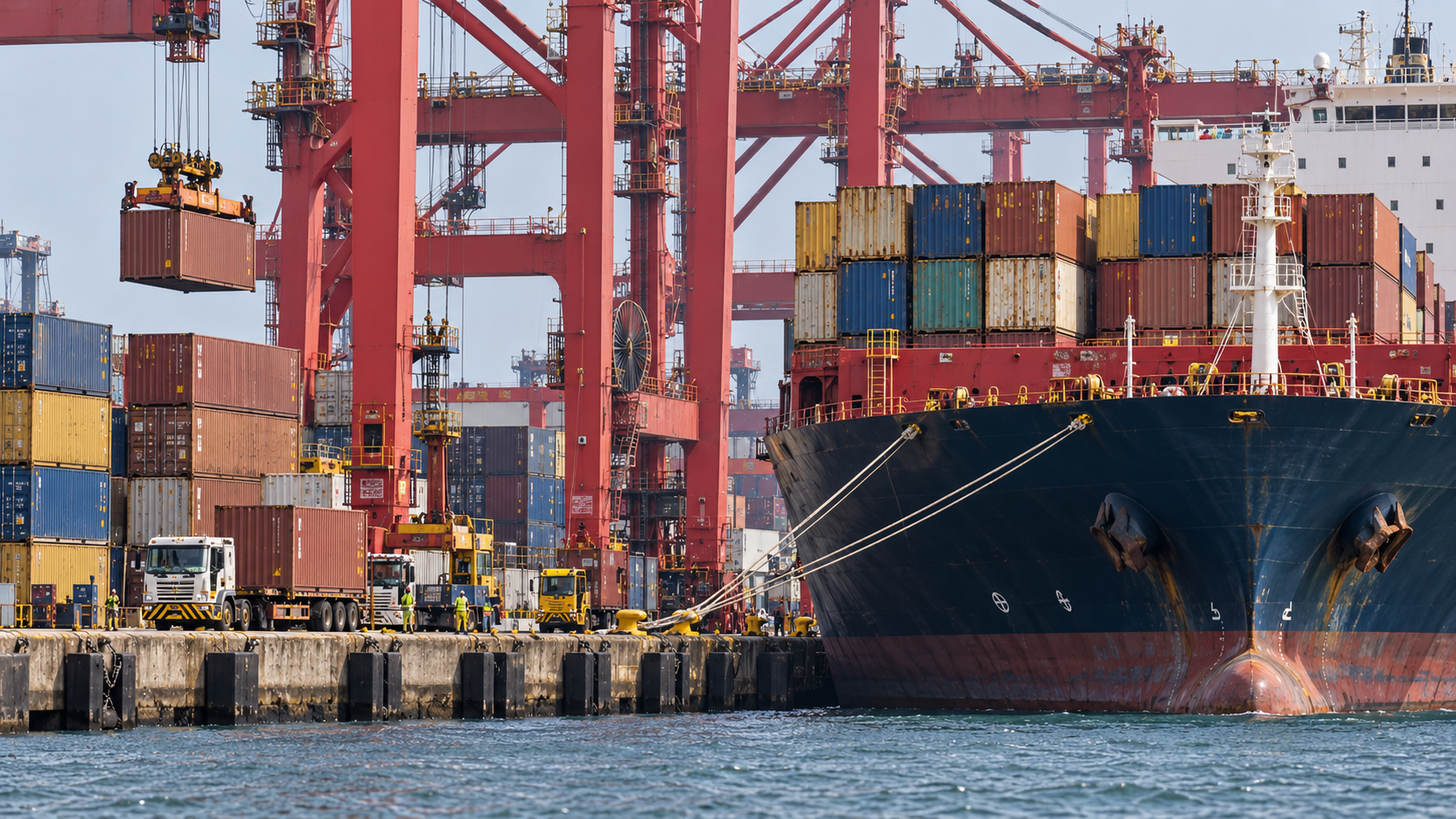 Container ship and harbour cranes — illustration accompanying KZN investment pledges