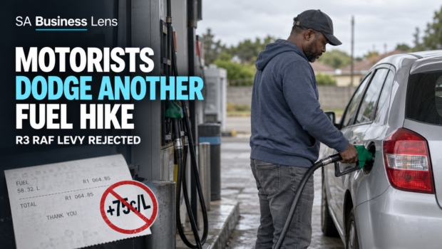 South African motorist refuelling after proposed 75c per litre RAF levy increase was rejected