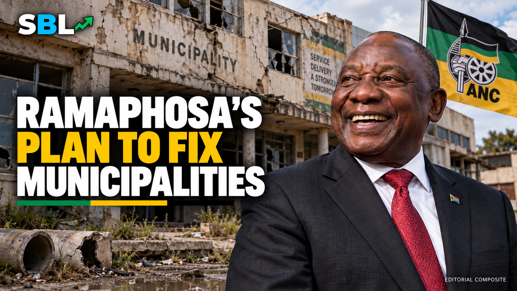 President Cyril Ramaphosa pictured in an editorial composite about municipal reform