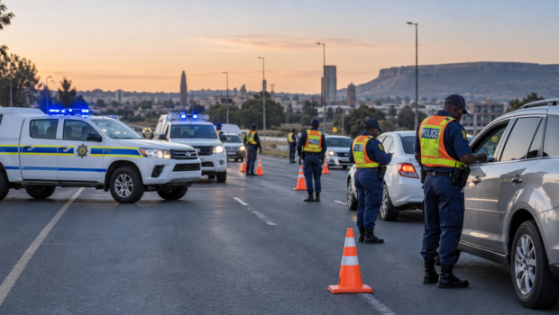 Police conduct a road checkpoint during an Operation Shanela deployment